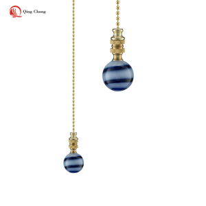 High quality glass blue striped jupiter shape ceiling fan pull chain | QINGCHANG