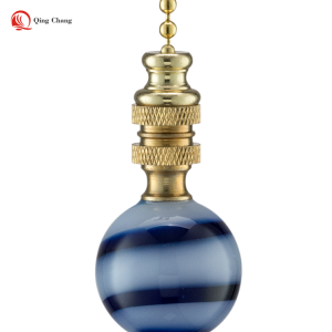 High quality glass blue striped jupiter shape ceiling fan pull chain | QINGCHANG