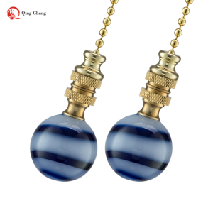 High quality glass blue striped jupiter shape ceiling fan pull chain | QINGCHANG