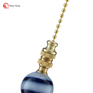 High quality glass blue striped jupiter shape ceiling fan pull chain | QINGCHANG