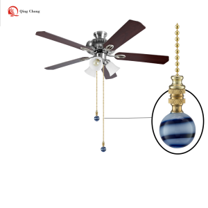 High quality glass blue striped jupiter shape ceiling fan pull chain | QINGCHANG