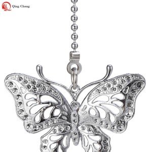 Fan pull chain switch, Hot sell factory zinc alloy butterfly shape pendant | QINGCHANG