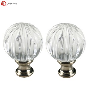 Glass ball finial, New design high quality stripe pattern | QINGCHAGN