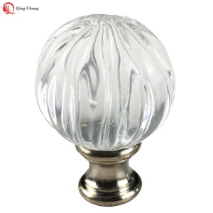 Glass ball finial, New design high quality stripe pattern | QINGCHAGN