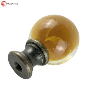 Glass lamp finials, Factory new design amber color for lamp harp | QINGCHANG