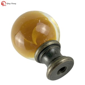 Glass lamp finials, Factory new design amber color for lamp harp | QINGCHANG
