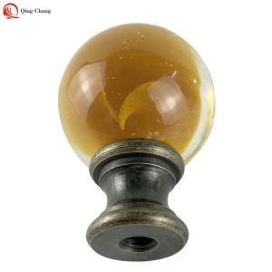 Glass lamp finials, Factory new design amber color for lamp harp | QINGCHANG