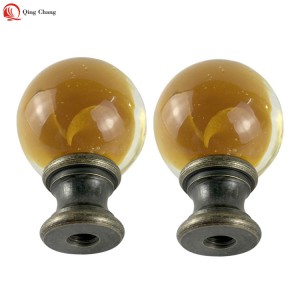 Glass lamp finials, Factory new design amber color for lamp harp | QINGCHANG