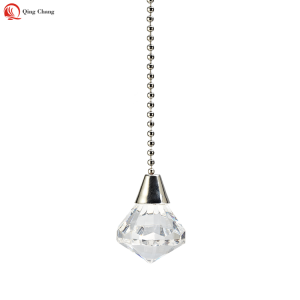 Transparent crystal designed with reflective shape ceiling fan pull chain| QINGCHANG