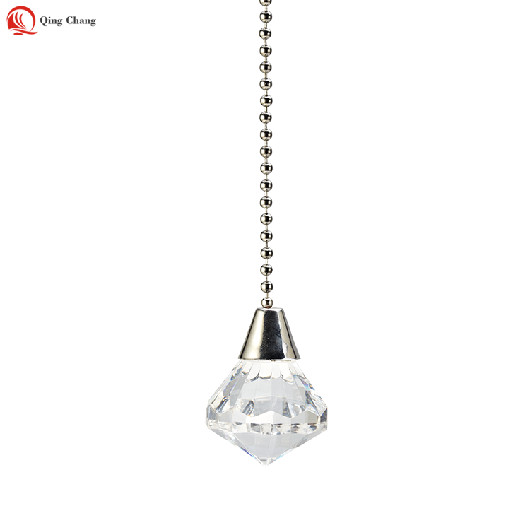 Transparent crystal designed with reflective shape ceiling fan pull chain| QINGCHANG Featured Image