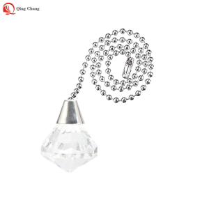 Transparent crystal designed with reflective shape ceiling fan pull chain| QINGCHANG