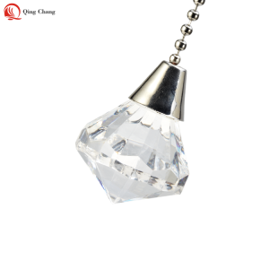 Transparent crystal designed with reflective shape ceiling fan pull chain| QINGCHANG