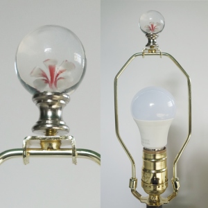 Factory hot sell  flower interior glass ball for lamp finial| QINGCHANG