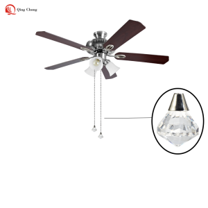 Transparent crystal designed with reflective shape ceiling fan pull chain| QINGCHANG